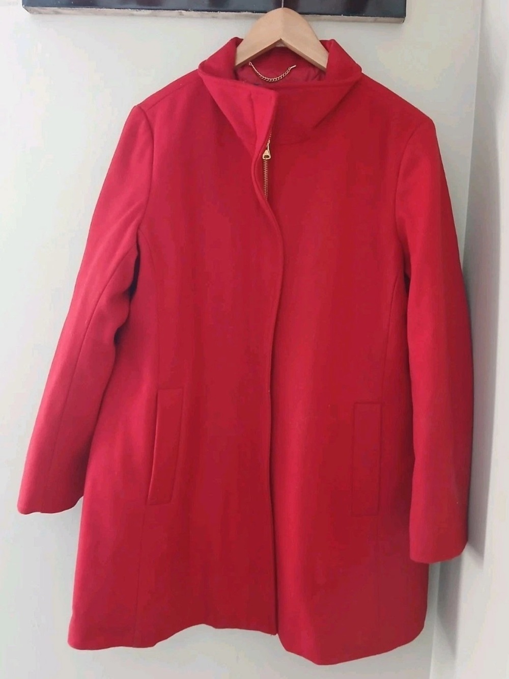 Lands' End Red Stand-Collar Pea Coat
